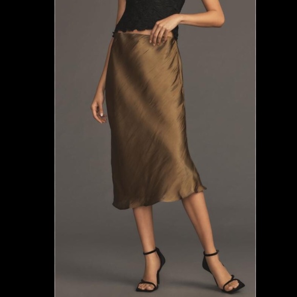 Anthropologie Liquid Shine Bias-Cut Skirt - Picture 1 of 4